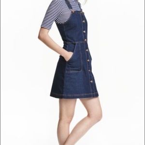H&M Denim Button Front Overall Jumper Dress Size 6